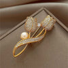 Korean Full Rhinestone Rose Pearl Brooches for Women Tulip Wheat Ear Bamboo Panda Zircon Brooch Pins Female Suit Coat Jewelry - Image 1