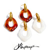 Resin Acrylic Geometric Drop Daily Earrings Golden Plated Stainless Steel Attractive Jewelry Amber White - Image 1