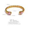 62mm Stainless Steel Multicolored Natural Stone Golden Cuff Open Bracelet Bangle Jewelry - Image 11