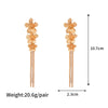 Vintage Metal Three Flower Dangle Earrings for Women Bling Long Tassel Rhinestone Chain Earrings Exaggerated Elegent Jewelry - Image 6