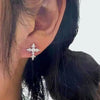 Shiny Rhinestone Zircon Cross Earrings For Women Korean Stainless Steel Earring Daily Birthday Party Y2K Jewelry Gifts - Image 1