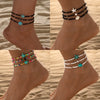 3pcs Set Bohemian Irregular Turquoise Starfish Rice Bead Elastic Anklets for Women Summer Beach Party Jewelry Sets Gift - Image 1
