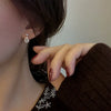 Pearl Look Drop Earrings with Clear Stone Accents in Gold Tone or Silver Tone - Image 4