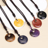 Bohemian Style Stone Hole Bead Round Penda Necklace Tiger Eye Rose Quartz Amethyst Necklacent Jewelry Men and Women - Image 3