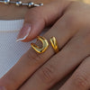 Stainless Steel Open Ring Personality Charms Pvd Gold Plated Jewelry for Women - Image 3