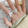 Silver Open Rings for Women Couple Handmade Matte Lace Irregular Finger Ring Prevent Allergy Jewelry Gifts - Image 1