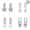Earrings For Women Silver Butterfly Snowflake Earrings Cubic Zircon Ear Studs Silver Jewelry Gifts - Image 1