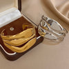 Irregular Gold Plated Stainless Steel Wide Bracelet Exaggerated Smooth Multilayer Geometric Cuff Bangles Jewelry - Image 5