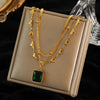 316L Stainless Steel Green Zirconia Crystal Necklace For Women Chain Choker Jewelry Party Wedding Gifts - Image 5