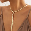 Adjustable Flat Snake Chain Necklace in Gold Tone Silver Tone and Mixed Finishes - Image 15