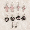 Vintage Punk Pink Crystal Cross Drop Earrings For Women Gothic Hip Hop Cross Star Charms Earrings Y2K Aesthetic Jewelry - Image 1