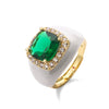 HECHENG,Multicolor Enamel Dripping Oil Zircon Open Ring For Women Adjustable Gold Plated Chunky Finger Rings Gift - Image 12