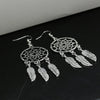 Silver Color Retro Personality Hollow Out Dreamcatcher Round Long Tassels Earrings For Women Simple Jewelry Gifts - Image 3