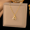 Micro-inlay Zircon Swan Flower Heart Projection Moon Pendant Necklace for Women Stainless Steel Valentine's Day Gift Jewelry - Image 11