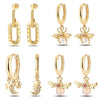Silver Color Gold Pearl Bee Irregularity Star Moon Earrings For Women Jewelry Birthday Gifts - Image 1
