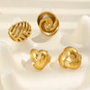 316L Stainless Steel Twisted Spiral Hollow Wide Band Open Ring Gold Plated Jewelry For Women Gift - Image 6