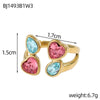 Carlidana Jewelry Open Rings Gold Plated Stainless Steel Simple Multi-Color Crystal Ring For Women Jewelry - Image 7