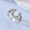 Women Rings Silver Sparking Zirconium Ring Horseshoe Retro Curly Grass Pattern Wedding Rings For Jewelry Gift - Image 3