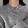 Double-Layer Love Heart Pendant Necklace with Simple Chain Design - Image 12