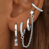 4PC Chain Huggie Earring Set For Women Flower Tragus Hoop Earrings Bulk Cartilage Piercing Helix Jewelry Lobe Earing Lot - Image 5