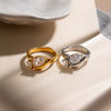 Ars Gold Plated Ring Stainless Steel Ring Double Water Drop Zircon Rings for Women Dainty Everyday Finger Rings - Image 4