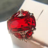 Female Silver Jewelry Ring Have Stamp Big Red CZ Stone Wedding Rings for Women Party - Image 4