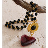 Handmade Jewelry Stainless Steel Glass Beads Chain Resin Heart Pendant Necklace Statement Accessories - Image 4