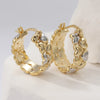Vintage Copper Material Heart-shaped Golden Plated Hoop Earrings Women's Banquet Daily Versatile Jewelry Craft - Image 4