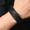 5pcs Punk rock black leather braid bracelet for men women - Image 4