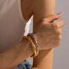 Simple Gold Plated Stainless Steel Cuff Bracelet Set Jewelry Accessories for Women - Image 2