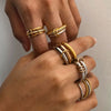 Multilayer Everly Stacked Ring Chunky Gold Plated Interlocking Zircon Multi Link Connected Rings Eternity Statement Jewelry Gift - Image 2