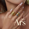 Ars Stainless Steel Chunky Dome Rings Gold Plated Wide Band Ring for Women Statement Two Tone Rings Minimalist Accessories - Image 1