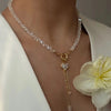 Black Crystal Chain Necklace with Heart Pendant - Image 5
