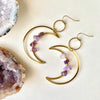 Moon phase earrings Crescent moon Space Sun and moon amethyst Witchy Boho Hippie jewelry women gift - Image 1