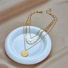 316L Stainless Steel Gold Color 3in1 Round Pendant Necklace For Women Girls Multilayer Chain Neck Jewelry Gift - Image 3