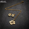 Stainless Steel Lily Flower Necklace Set with Matching Earrings and 45 cm Chain - Image 3