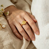 Creative Eagraved Facial Expression of Moon Sun Star Gold Plated Ring Stainless Steel Godness Signet Ring - Image 4
