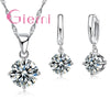 Silver Pendant Necklace Earrings For Women Engagement Jewelry Set Austrian Crystal - Image 2