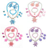 Children Snowflake Elsa Dress Up Jewelry for Girls Pink Rosy Blue Purple Necklace Bracelet Ring Earrings Aurora Rapunzel Cosplay - Image 1