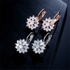 Rose Gold Color Hoop Earrings Flower Cluster Clear CZ Crystal Zirconia Earring for Women Jewelry - Image 4