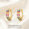 Hoop Earring Golden Colourful Stones Europe Style Glam Jewerly For Women Bohemia Gift In Silver - Image 1