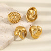 316L Stainless Steel Twisted Spiral Hollow Wide Band Open Ring Gold Plated Jewelry For Women Gift - Image 5