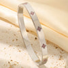 Buling Pink Crystal Zirconia Stainless Steel Bracelet for Women Versatile Stackable Jewelry Bangle Gift - Image 13