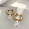 Vintage Transparent Green Stones Teardrop Dangle Earrings for Women Simple Stainless Steel Gold Plated Hoops Huggies - Image 7