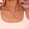 La. Muses Colored Cubic Zirconia Star Moon Texture Pendant Stainless Steel Retro Necklace Jewelry Gift - Image 2