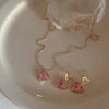 3pcs Y2k Heart-shaped Zircon Pink Crystal Pendant Earrings Necklaces Set for Women Heart Elegant Party - Image 4