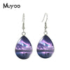Northern Lights Tear drop Earring Aurora Borealis Fish hook Earrings Glass Cabochon Jewelry Handmade Items - Image 9