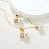 Purple Cubic Zirconia Imitaiton Pearl Pendants Earring Sets For Women Stainless Steel Chain Necklace Jewelry Sets - Image 2
