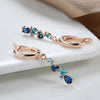 585 Rose Golden Earrings For Women Blue Zircon Leaf Long Dangle Earrings Wedding Jewelry - Image 4