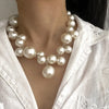 French Vintage Bohemian Big Beads Pearl Choker Necklace For Women Girls Bride Clavicle Chain Necklace Jewelry - Image 1